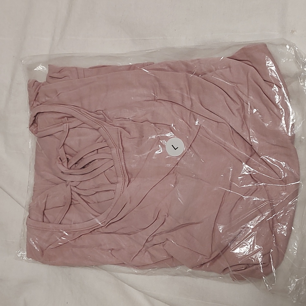 NWT - Women's Pink Drawstring Ruffle Sleeve and Hem Romper - Picture 6 of 6